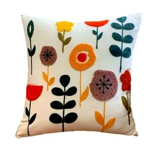 Floral Embroidered Set of Bohemian Throw Pillow